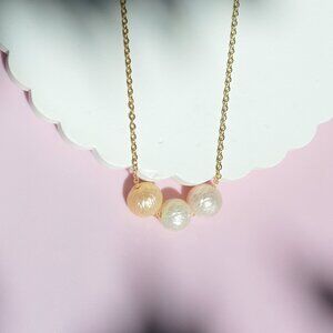 Triple Pastel Hand-Carved Edison Pearl Necklace – 16–19" Gold Filled